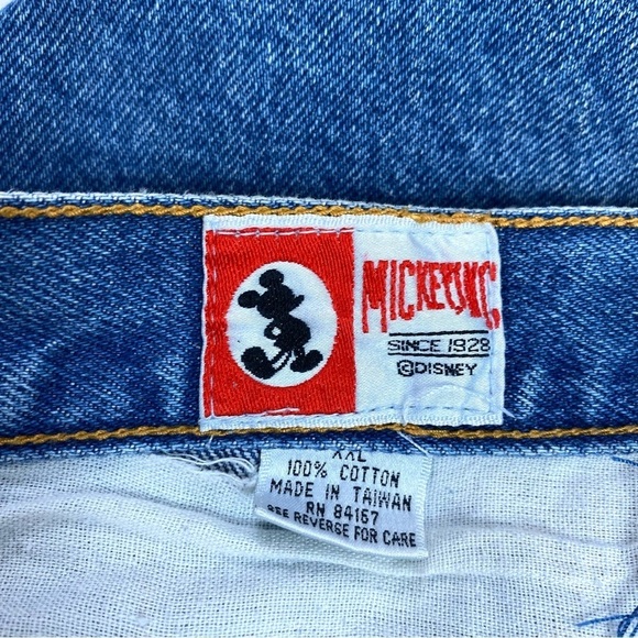 VINTAGE 90s Mickey Mouse Embroidered High Rise Denim Shorts Size XXL - Picture 5 of 9